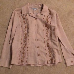 Beige button down top size M